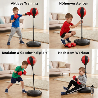 Kinder Box-Set mit Standboxsack & Handschuhen – Höhenverstellbares Boxtraining für Kinder (3–8 Jahre)