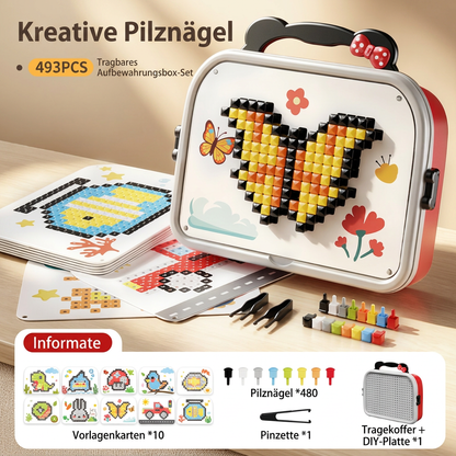 Montessori-Mosaik-Puzzle-Set für Kinder mit Pilzen und Steckstiften