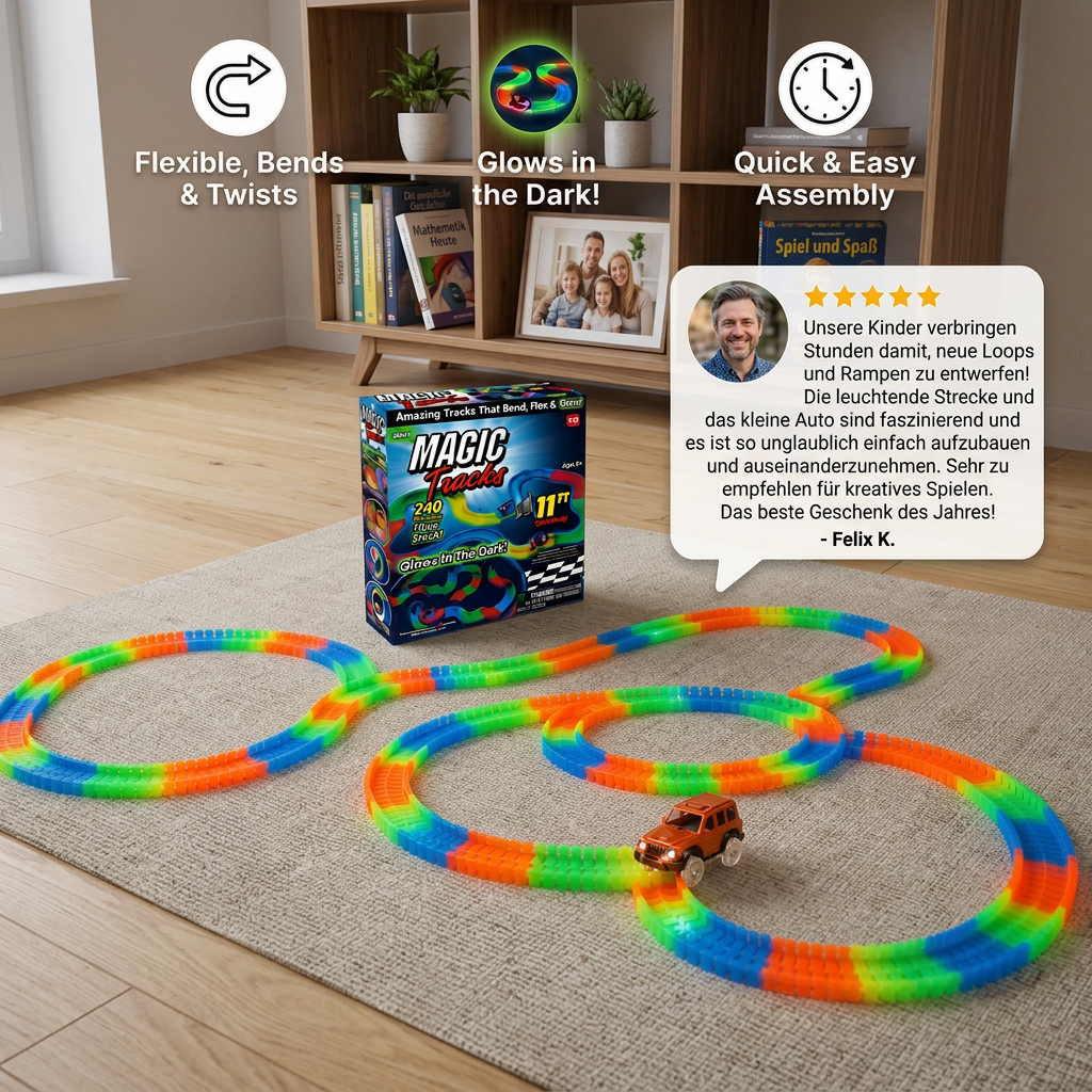 Leuchtender flexibler Sand-Rennstrecken-Bausatz für Kinder