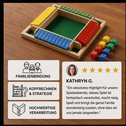 ShutTheBox Familien Klappenspiel 4 Spieler Set