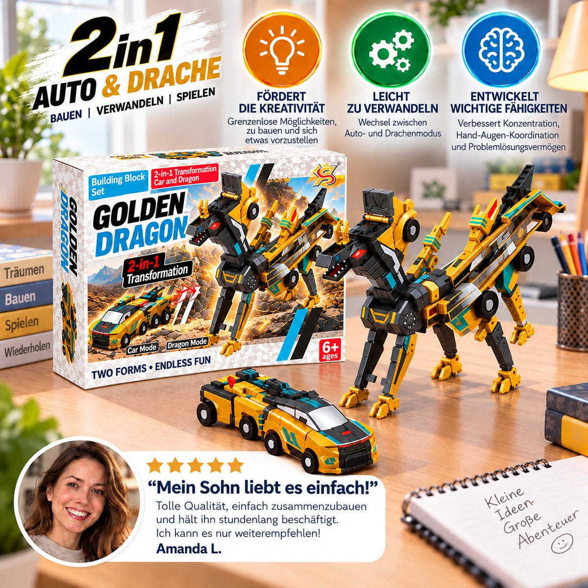 2-in-1 Magnetisches Verwandlungsauto & Dinosaurier-Spielzeug mit automatischer Kollisionsfunktion