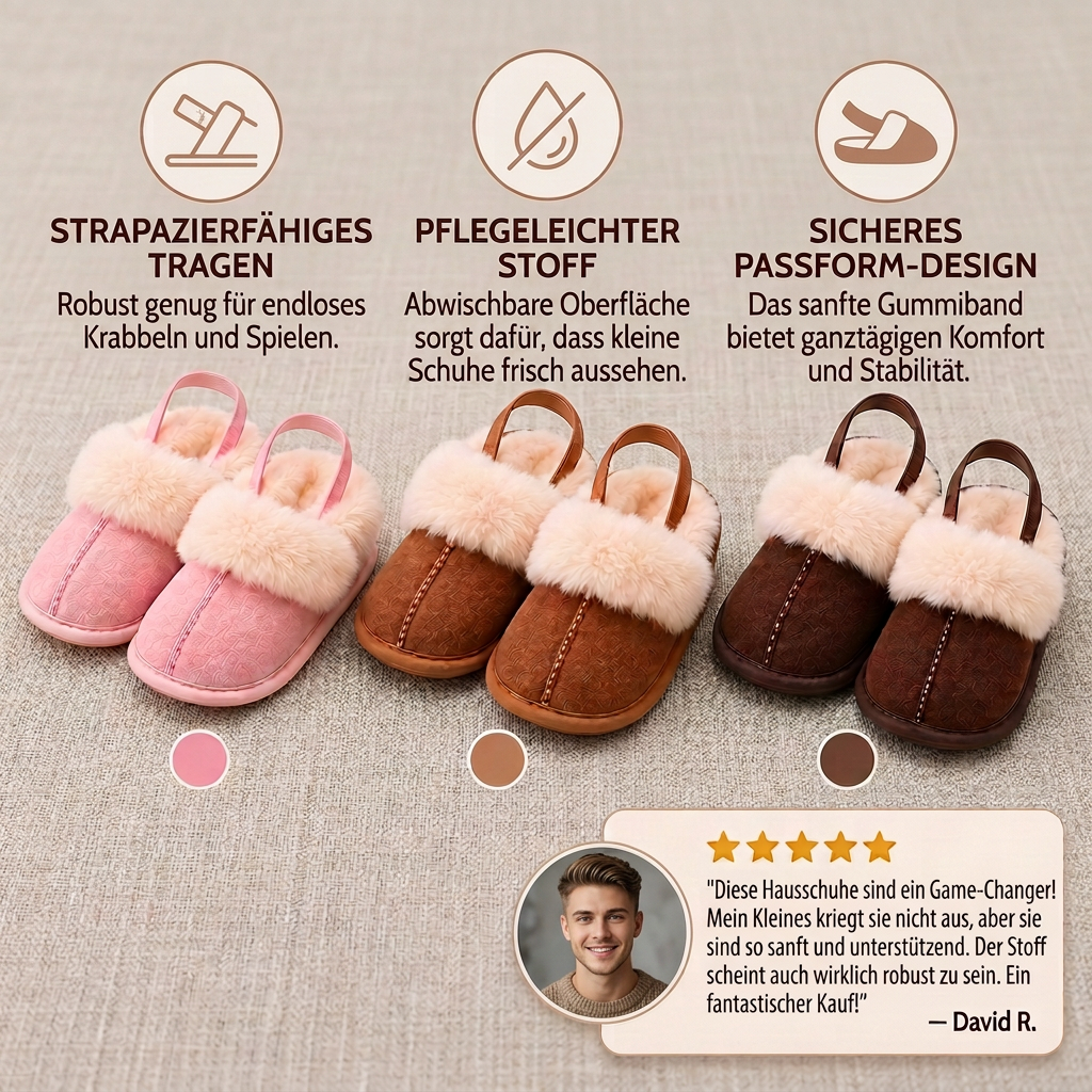 Flauschige Hausschuhe für Babys & Kleinkinder mit weichem Plüschfutter und rutschfesten Sohlen