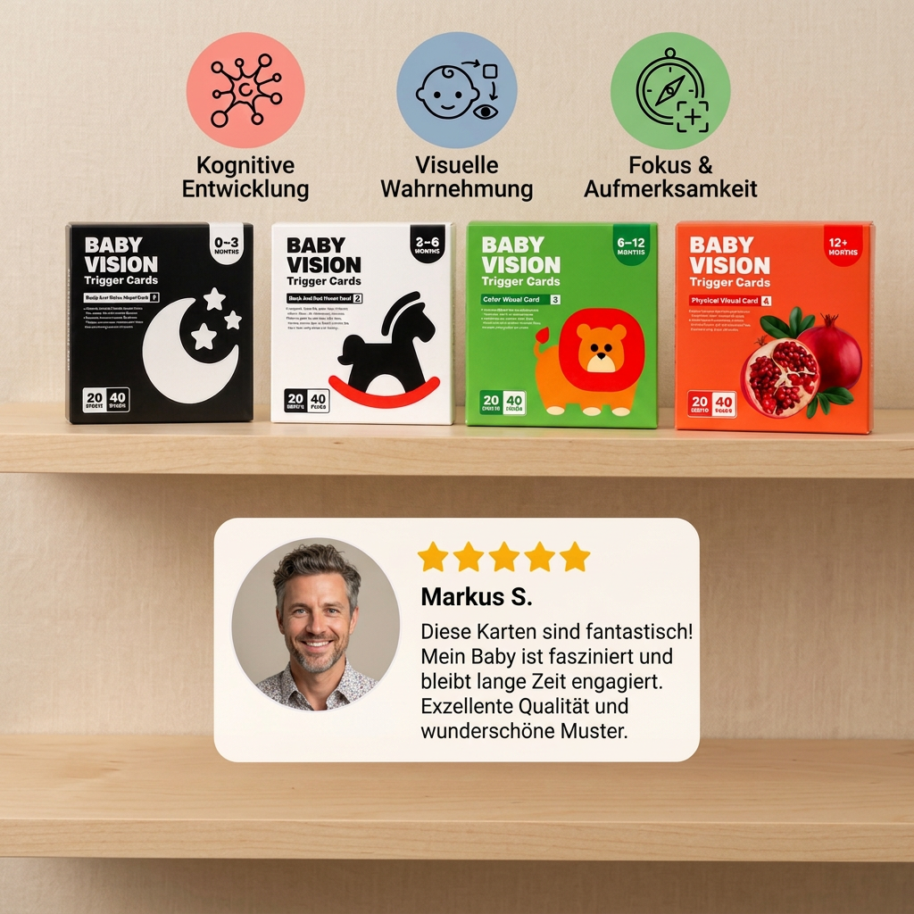 Montessori Lernkarten für Babys – Visuelle Stimulation, Farberkennung & Sortierset