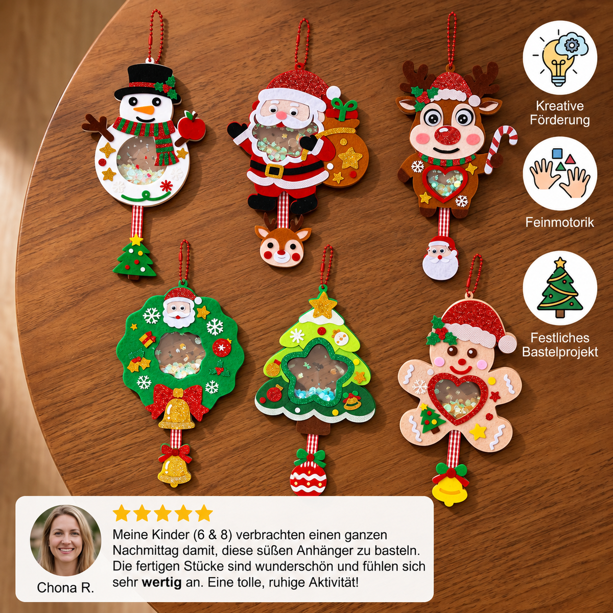 DIY-Weihnachts-Schüttelanhänger-Bastelset für Kinder