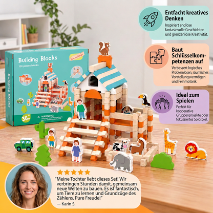 Montessori Holz-Baustein Set – Natürliches Stapel- und Konstruktionsspielzeug