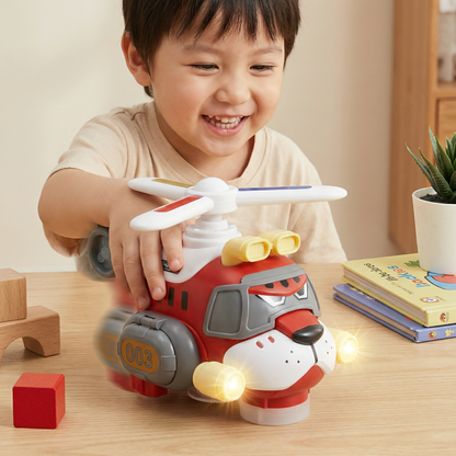 Lustiges Tiger-Flugzeug für Kinder – Spielzeug mit 360° Drehfunktion, Licht & Sound