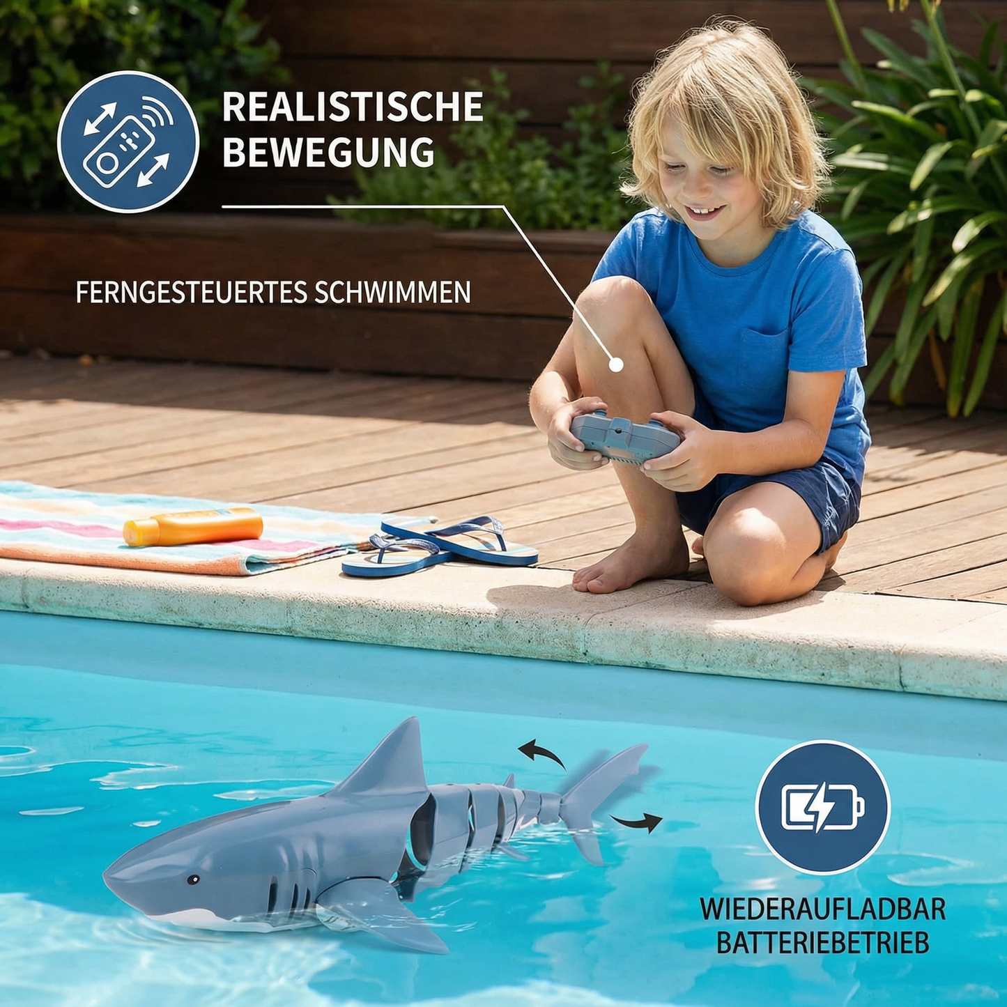 Ferngesteuerter Wasserhai – RC Schwimmroboter für Kinder