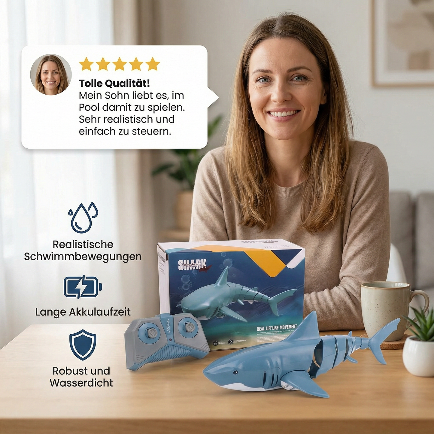 Ferngesteuerter Wasserhai – RC Schwimmroboter für Kinder