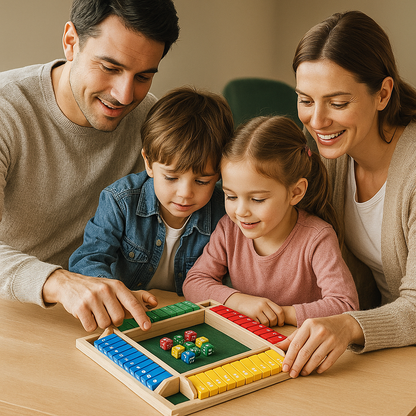 ShutTheBox Familien Klappenspiel 4 Spieler Set