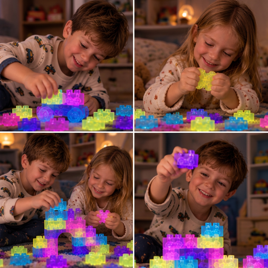 Im Dunkeln leuchtende Squishy-Gelee-Bausteine für Kinder – Sicher & weich