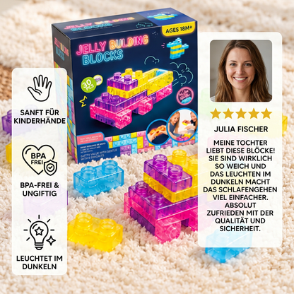 Im Dunkeln leuchtende Squishy-Gelee-Bausteine für Kinder – Sicher & weich