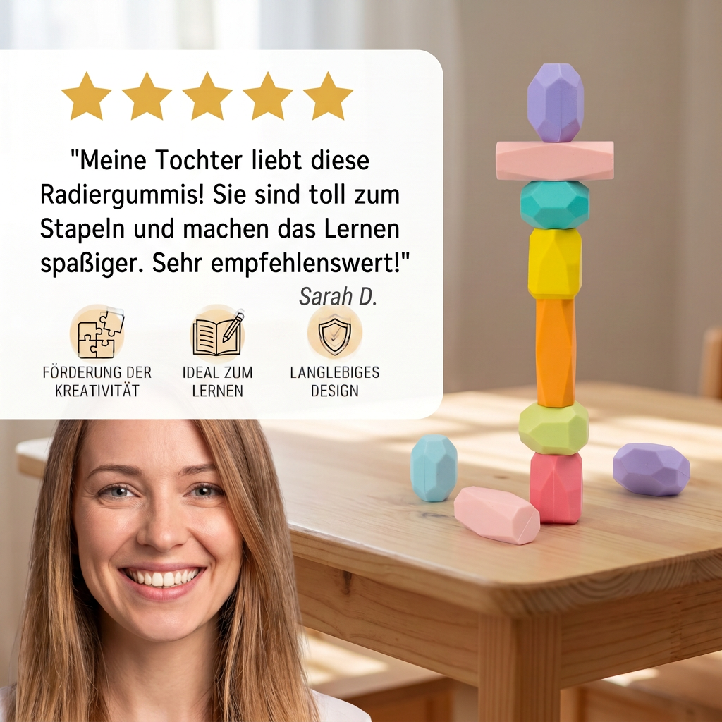 Stapelbares Edelstein-Radiergummi-Set