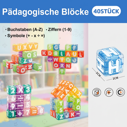 40-teiliges Lernset mit magnetischen Buchstaben & Zahlen – Montessori-MINT-Spielzeug für Kinder