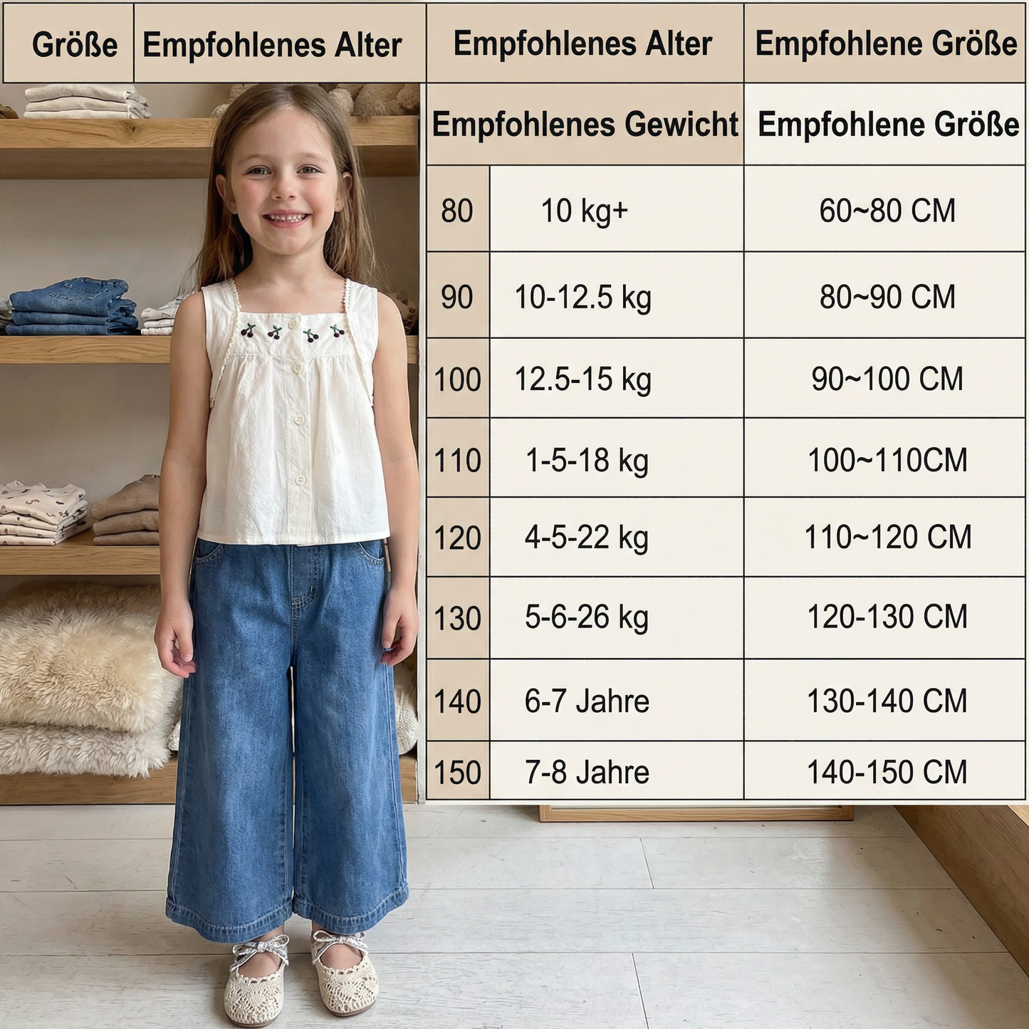 Sommerliches 2-teiliges Mädchen-Set – Ärmelloses Top mit Denim-Weitbein-Hose