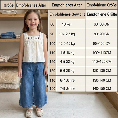 Sommerliches 2-teiliges Mädchen-Set – Ärmelloses Top mit Denim-Weitbein-Hose