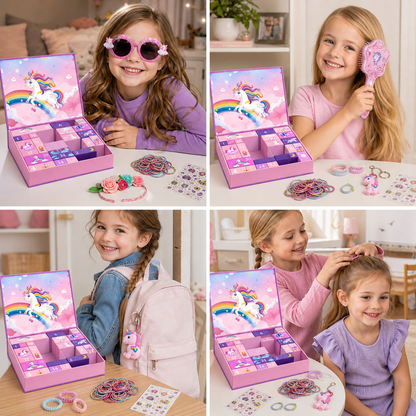 24-Tage-Einhorn-Adventskalender mit Haaraccessoires, Stickern & Überraschungsgeschenken