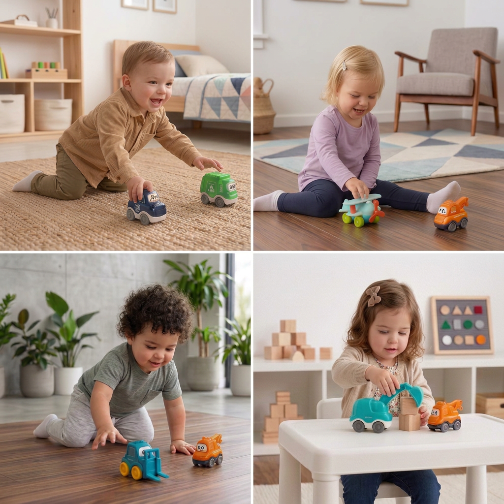 Spielzeug-LKW- & Auto-Set für Kleinkinder mit Spielmatten-Aufbewahrungstasche