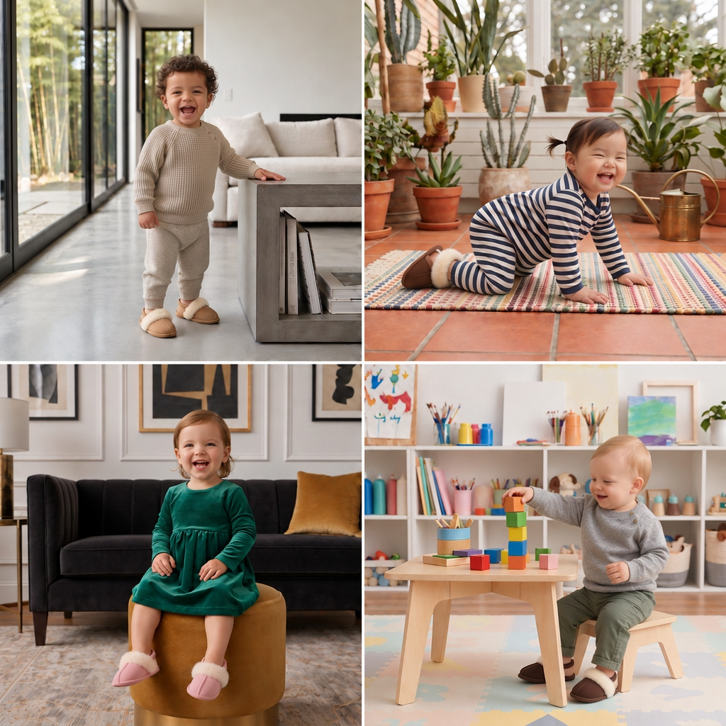 Flauschige Hausschuhe für Babys & Kleinkinder mit weichem Plüschfutter und rutschfesten Sohlen