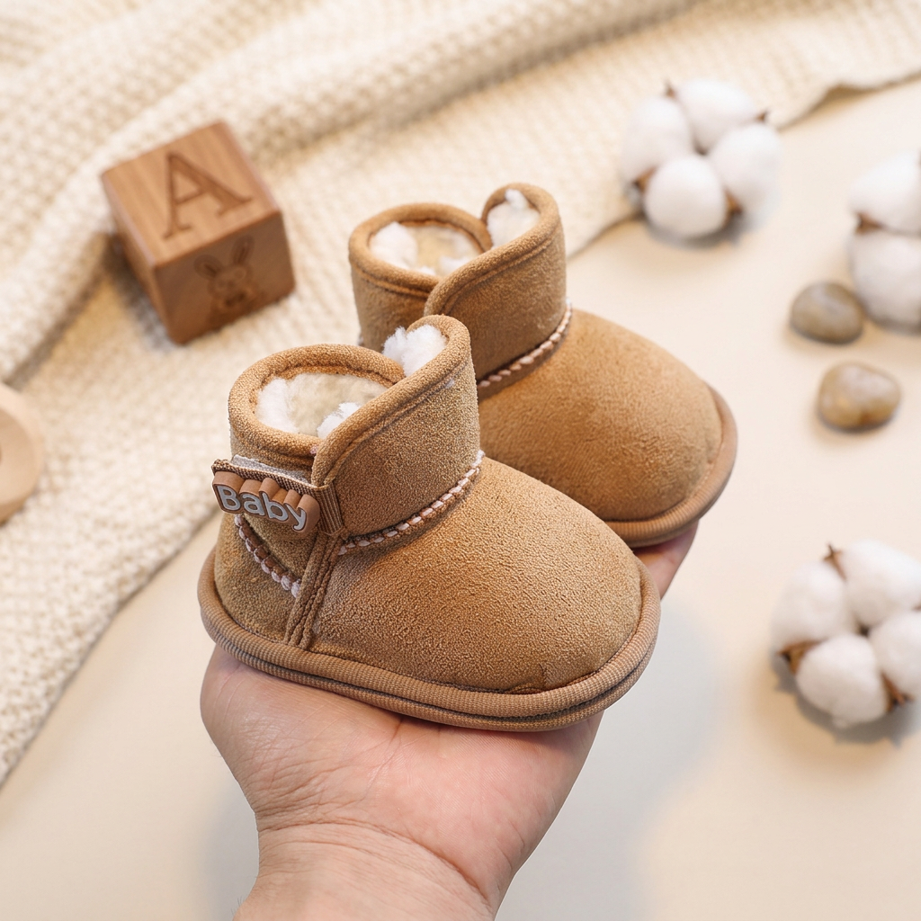 Gefütterte Baby-Winterstiefel mit weichen rutschfesten Sohlen
