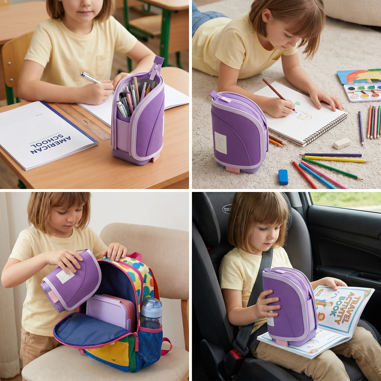 2-in-1 Pop-Up Federmäppchen mit Stiftehalter – Platzsparender Schreibtisch-Organizer