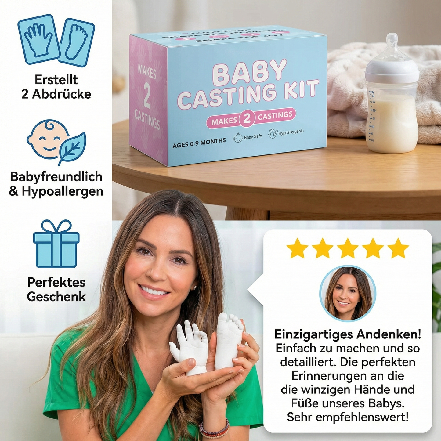 Baby Hand- & Fußabdruck-Set – Erinnerungsset für Neugeborene & Eltern