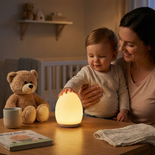 Ei-förmiges LED Nachtlicht aus Silikon – Touch-Dimmbar