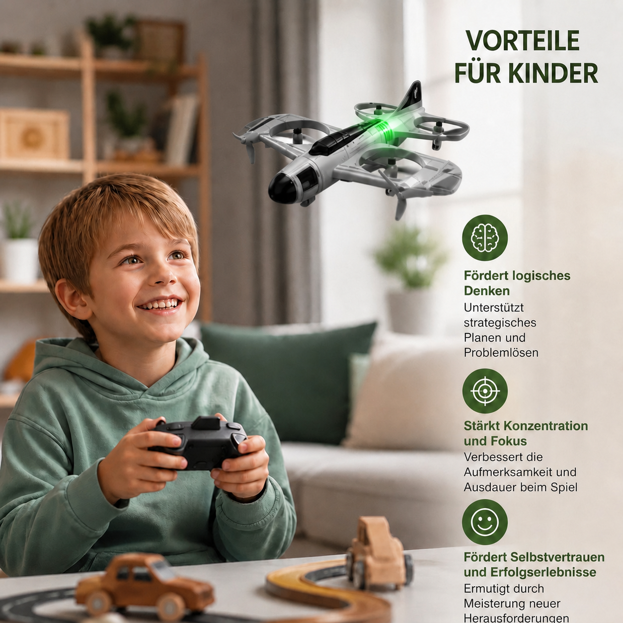 2-in-1 ferngesteuertes Kampfjet- & Drohnen-Spielzeug