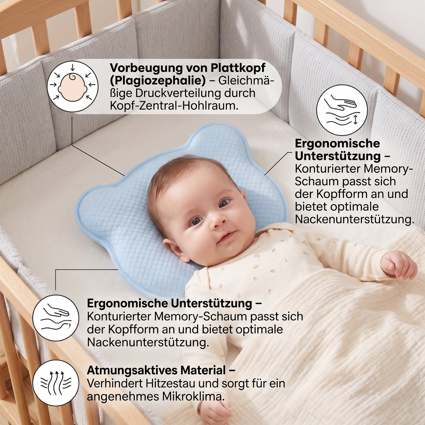 Baby-Stützkissen aus Memory-Schaum für optimalen Komfort