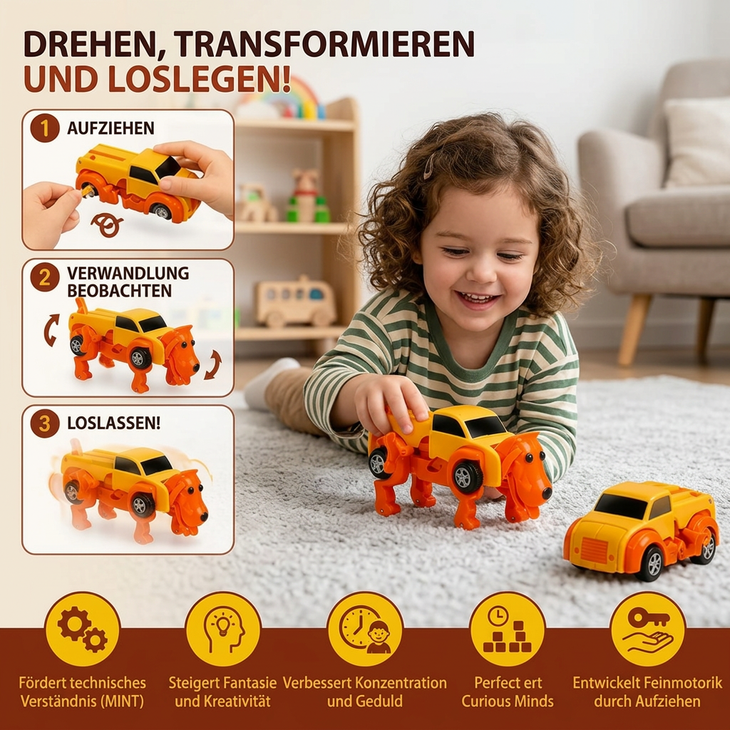 Aufziehbares Tier-Transformationsauto