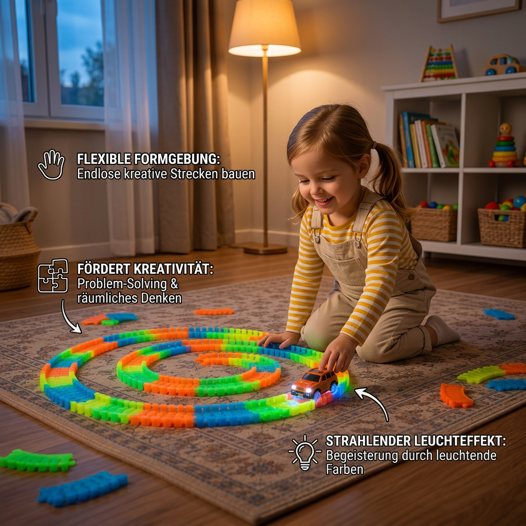 Leuchtender flexibler Sand-Rennstrecken-Bausatz für Kinder