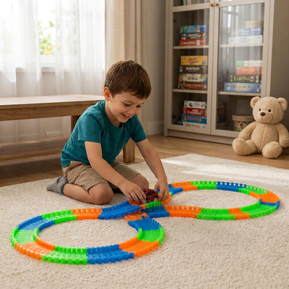 Leuchtender flexibler Sand-Rennstrecken-Bausatz für Kinder