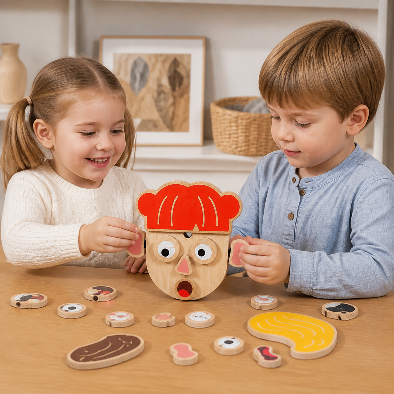 Holz-Lernspielzeug für Gesichtsausdrücke & Emotionen für Kinder