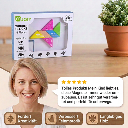 Magnetische Geometrie-Holzbausteine – Kreatives Lernpuzzle