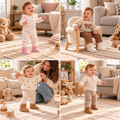 Gefütterte Baby-Winterstiefel mit weichen rutschfesten Sohlen