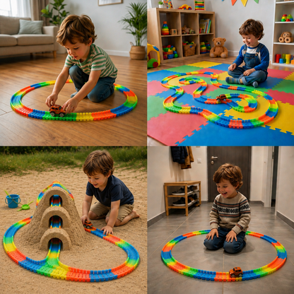 Leuchtender flexibler Sand-Rennstrecken-Bausatz für Kinder