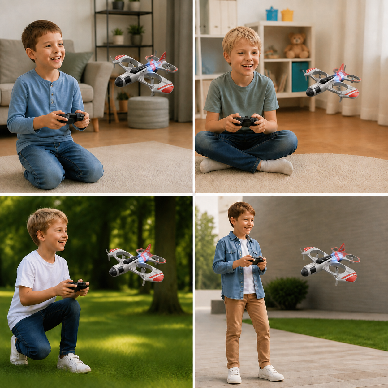 2-in-1 ferngesteuertes Kampfjet- & Drohnen-Spielzeug