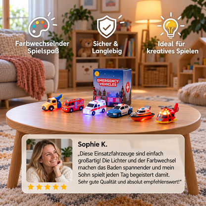 6er-Pack farbwechselnde Einsatzfahrzeug-Badespielzeuge für Babys & Kleinkinder