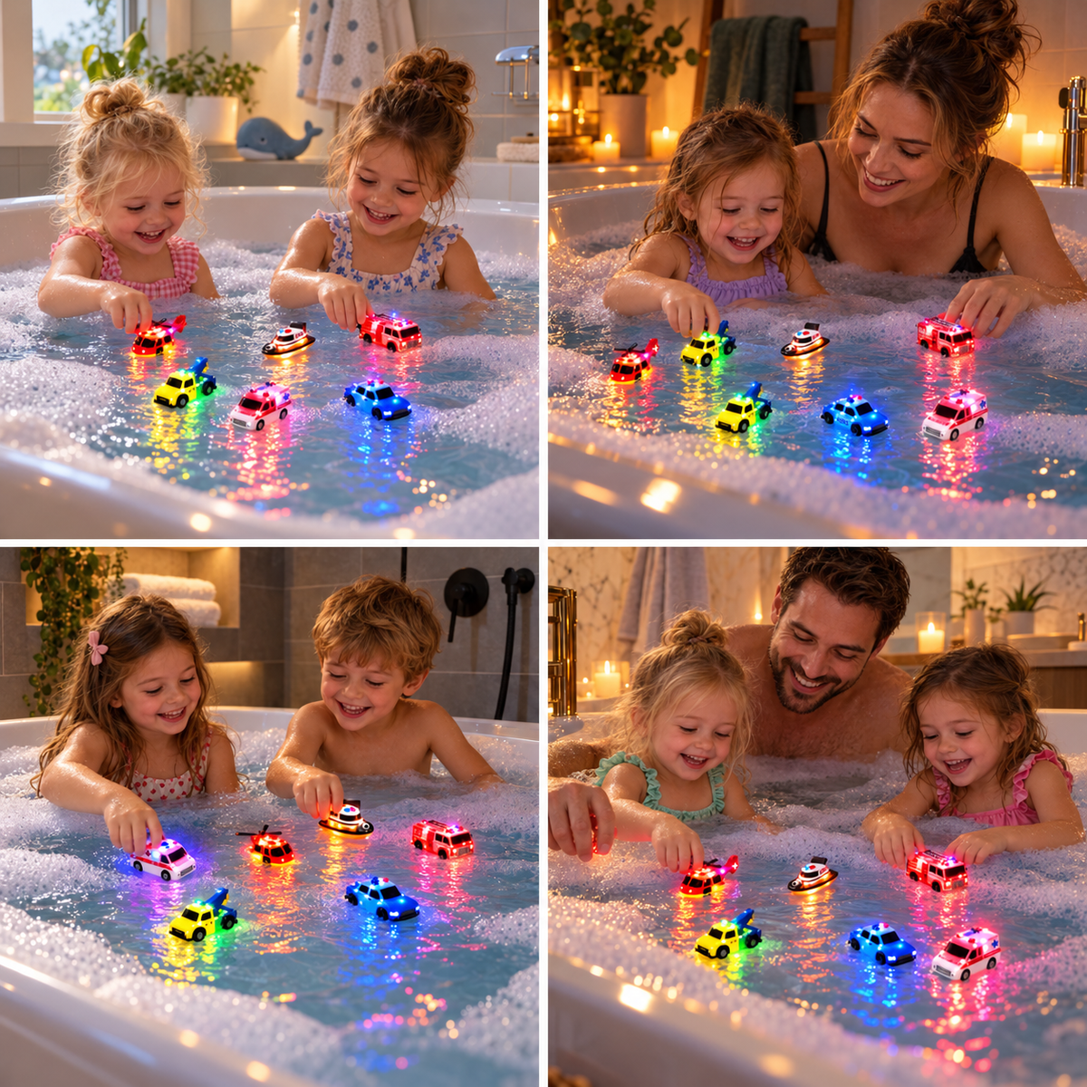 6er-Pack farbwechselnde Einsatzfahrzeug-Badespielzeuge für Babys & Kleinkinder