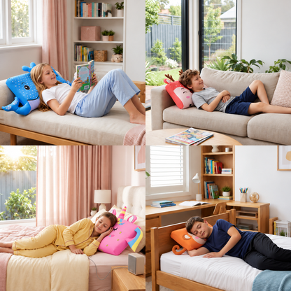 Beruhigendes ergonomisches Kinderkissen mit Tiermotiv-Kissenbezug