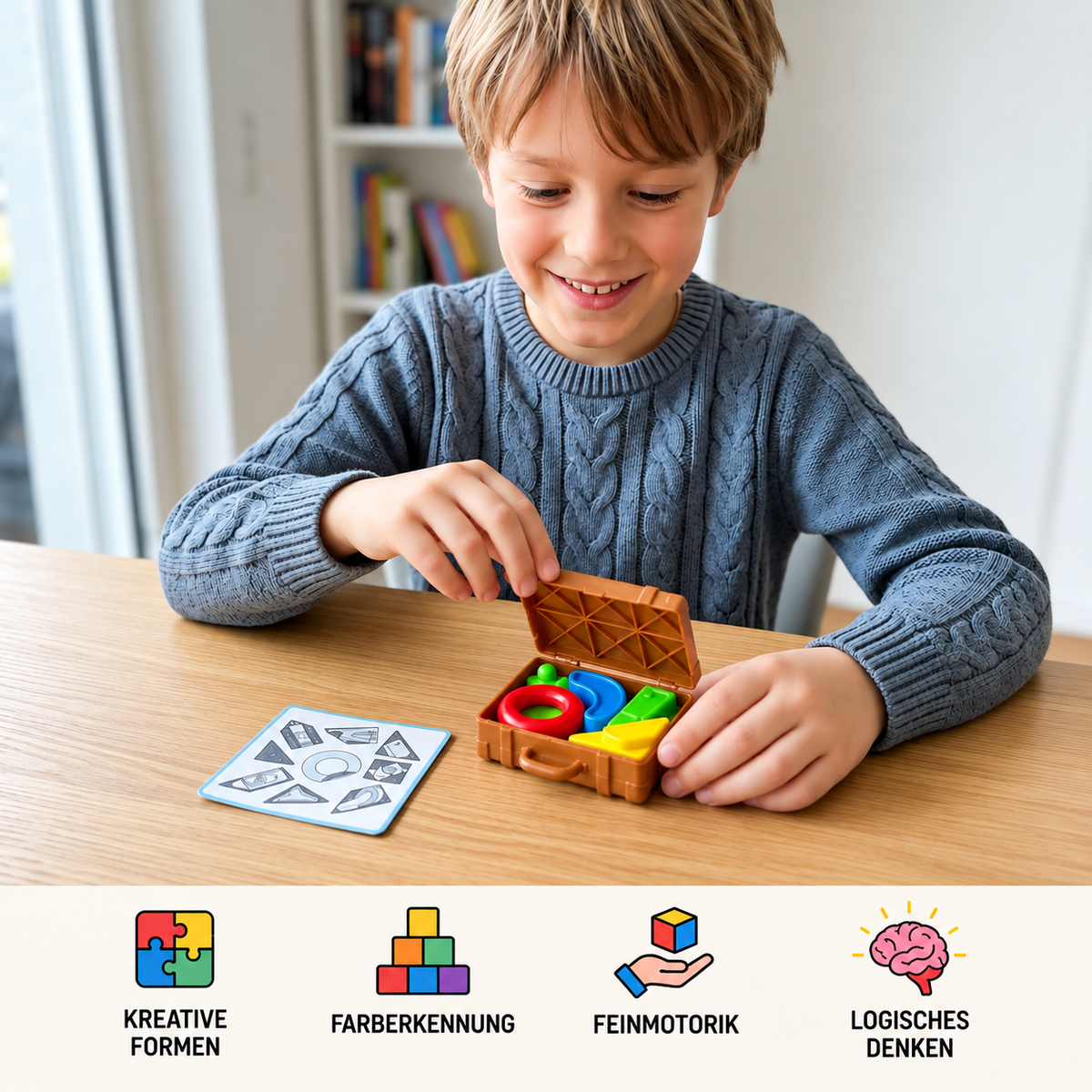 Montessori Farb- & Formensortier-Koffer – Kofferpacken-Geschicklichkeitsspiel für die Familie