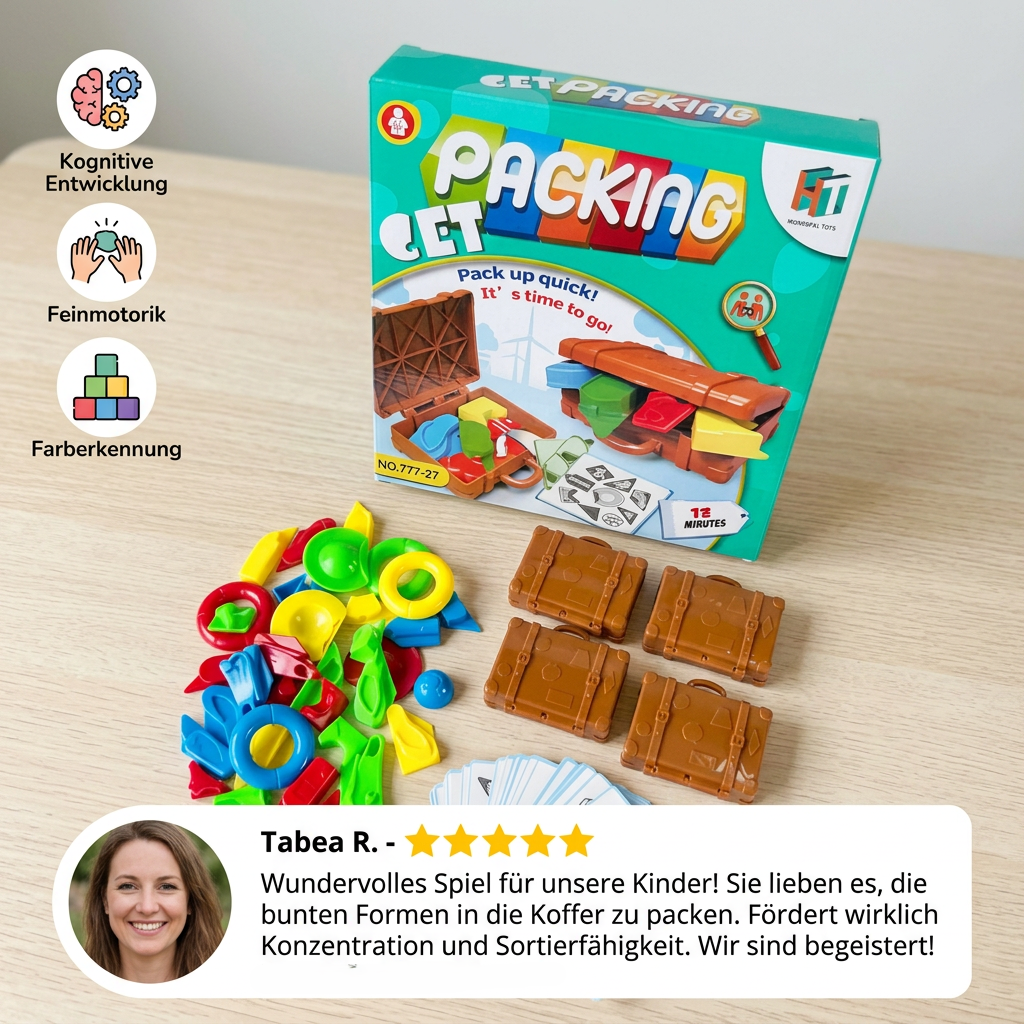 Montessori Farb- & Formensortier-Koffer – Kofferpacken-Geschicklichkeitsspiel für die Familie